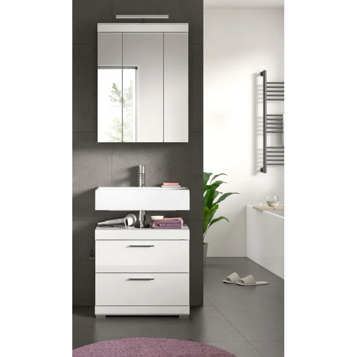 Badezimmer Spiegelschrank Shawn in weiß Hochglanz 60 cm – Bild 3