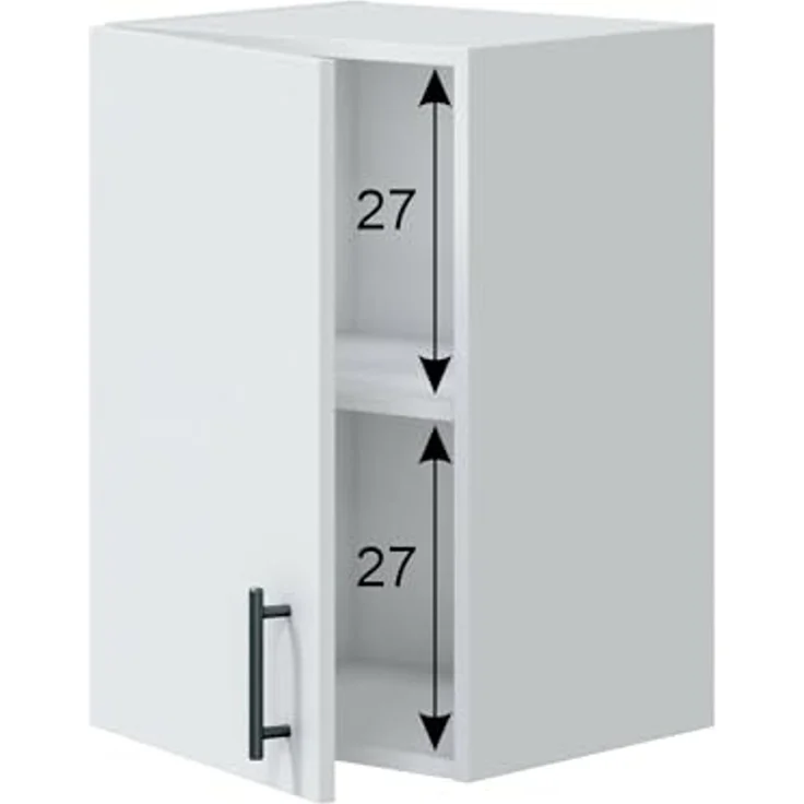 Dmora - Hängeschrank 1 Tür Este, Wandregal, Multifunktionshilfe-Schrank, 40x34 h59 cm, Weiß – Bild 4