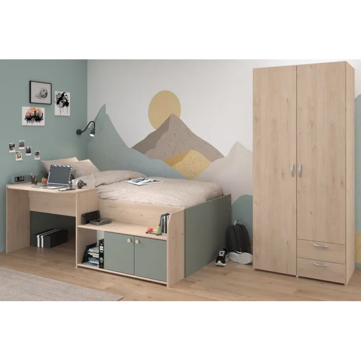 Parisot Kinderzimmer und Jugendzimmer Matre in Eiche und grün Set 2-tlg.