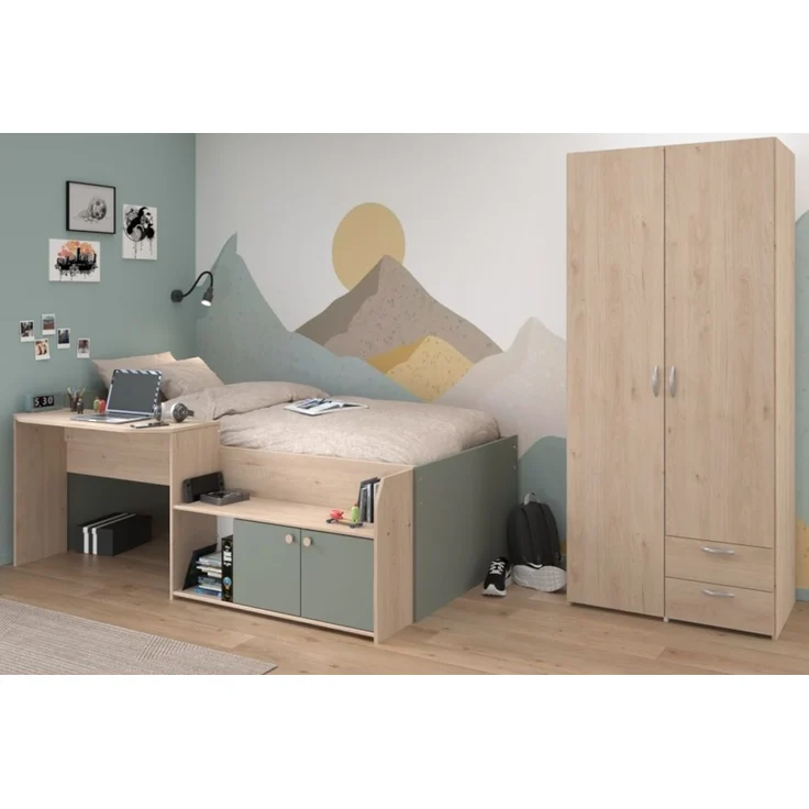 Parisot Kinderzimmer und Jugendzimmer Matre in Eiche und grün Set 2-tlg. – Bild 1