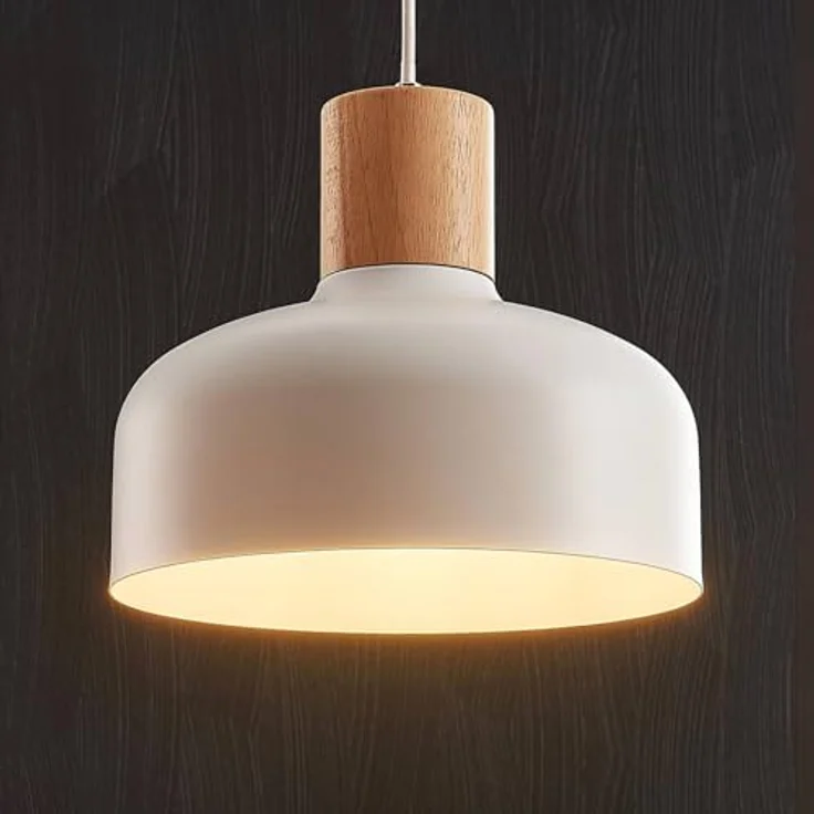 LINDBY Hängeleuchte Carlise mit Holzelement, Pendelleuchte für Wohnzimmer und Esszimmer, gemütliche Atmosphäre – Bild 7