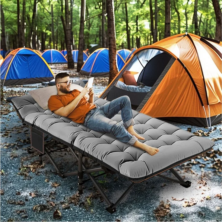 Meulbaty Klappbett Camping Bett, Gästebett mit Matratze, 280KG Belastbar im leichten und tragbaren Faltdesign, 198cmx81cmx46 cm – Bild 3
