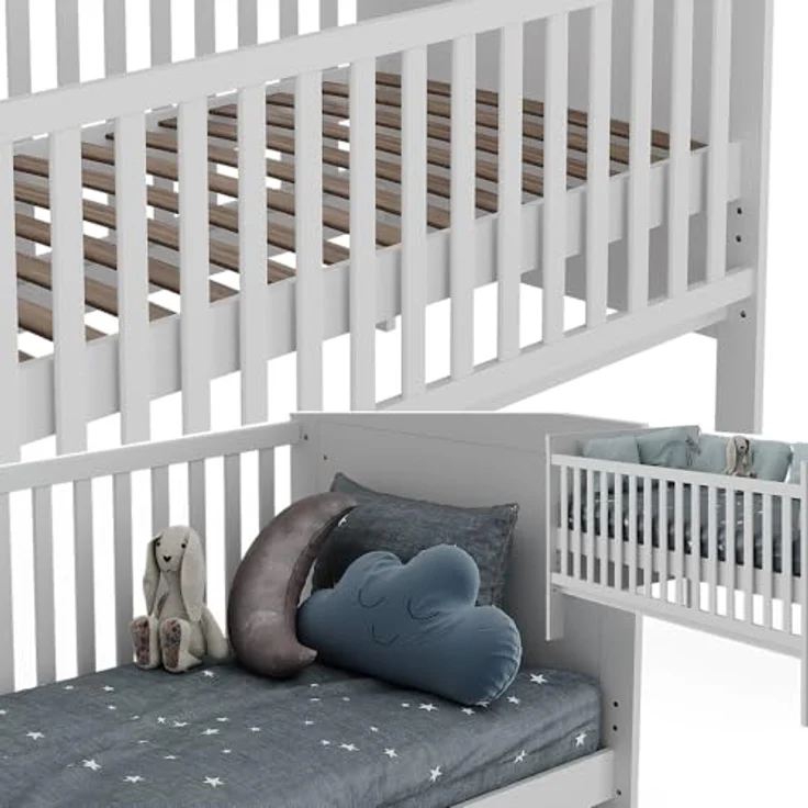VitaliSpa Ajaton, Babybett mit Rausfallschutz und robustem Design, Weiß, 144,4 x 83 x 80,8 cm – Bild 6