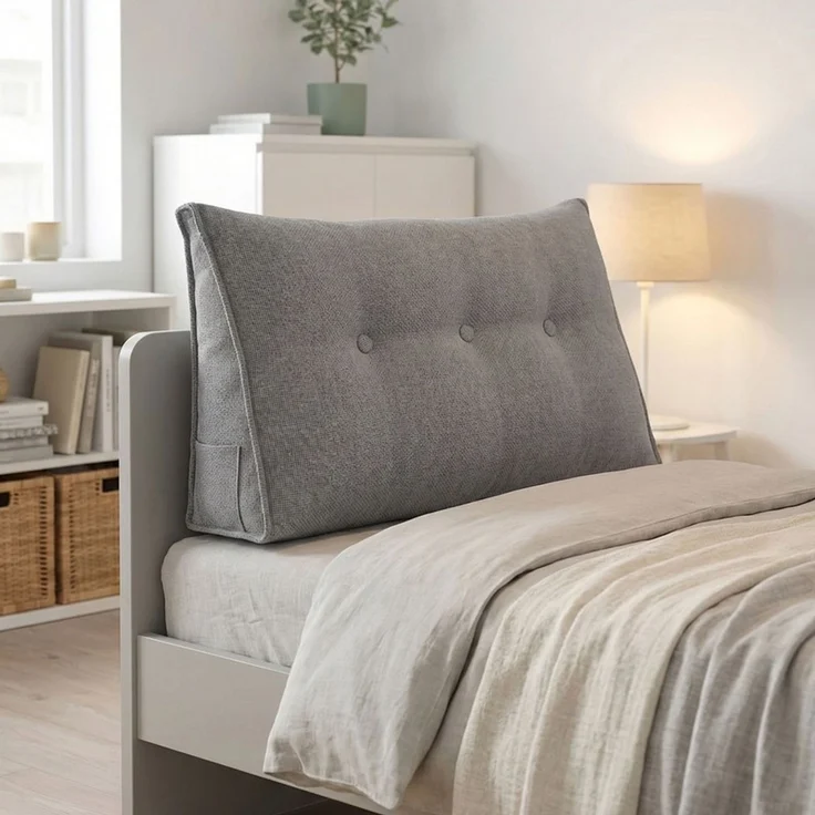Home Nature Wohnkonzept Rückenstützkissen, Ergonomische Rückenstütze für Bett und Sofa mit Taschen, Grau, 101 x 19 x 52 cm – Bild 6