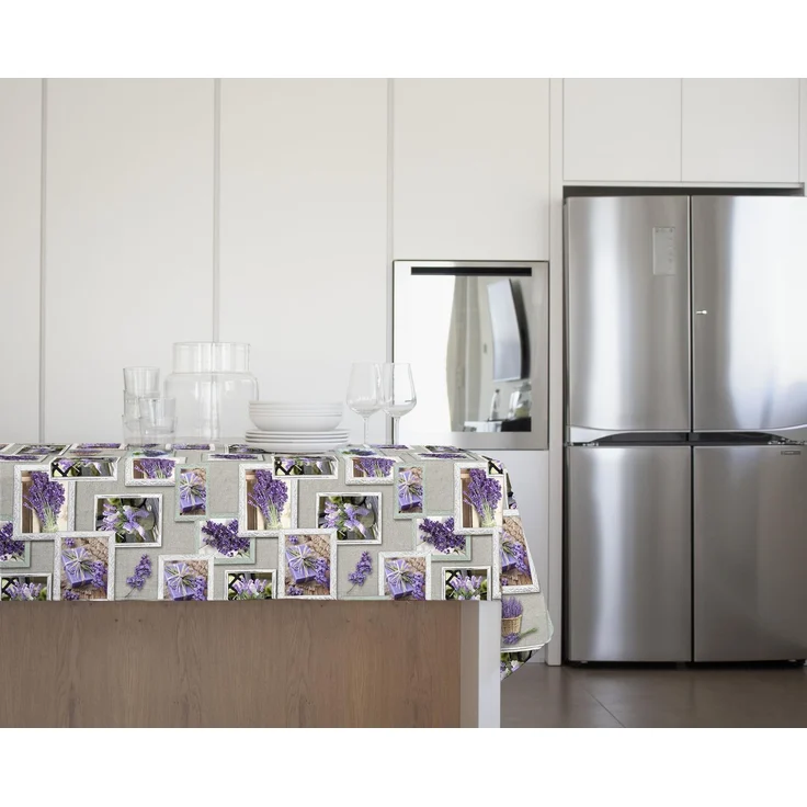 GEMITEX Traditionelle Tischdecke, Plüsch, gewachst, wasserdicht und schmutzabweisend, Dekor 4140 Provence Lavendel, ideal für rechteckige Tische für 6/8 Personen, 140x180 cm, hergestellt in Italien, – Bild 1