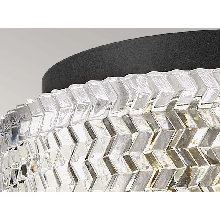 Retro LED Deckenleuchte Schwarz mit Chevron Glas Lampenschirm Ø 30,5cm – Bild 8