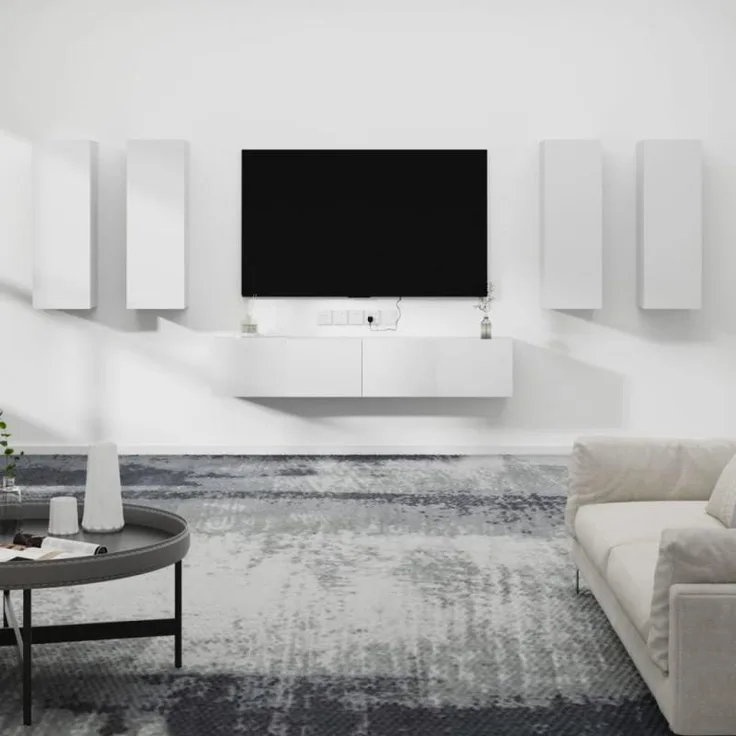 6-tlg. TV-Schrank-Set Weiß Holzwerkstoff [3114342]