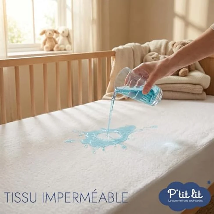 P' lit - Matratzenschoner für Bett, Hüttenschutz, gegen Milben, wasserdicht, 80 x 160 cm, Frottee, 100% Baumwolle, saugfähig und leise – Oeko Tex – Bild 3