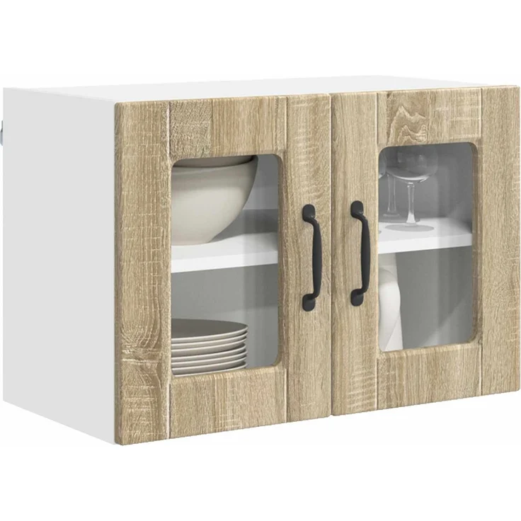 vidaXL Wandglas-Schrank PORTO Sonoma-Eiche 60 x 31 x 40 cm 885319 – Bild 3