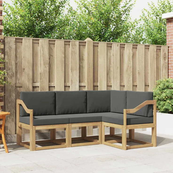 vidaXL Outdoor-Sofagarnitur 4 stk. Weiß und Anthrazit