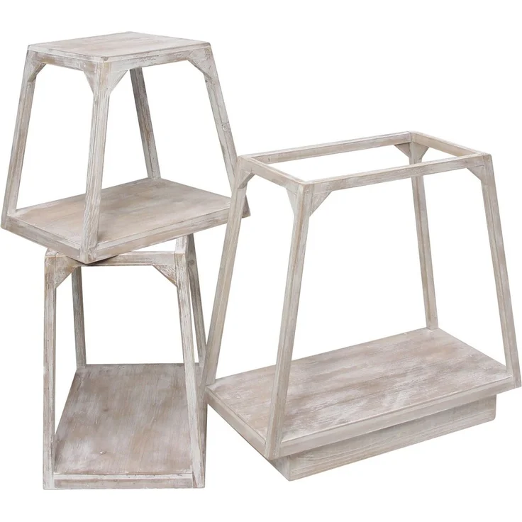 Dekoleidenschaft Steckregal aus Holz, Shabby Chic, Pyramide mit 3 Ebenen, Standregal weiß, Regal, Stufenregal stehend für Wohnzimmer – Bild 3