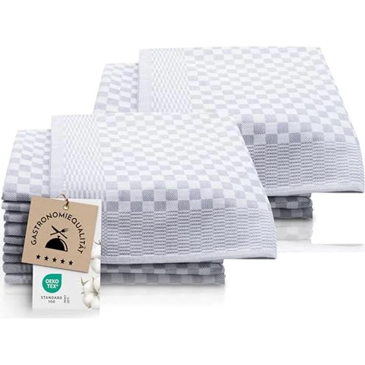 ZOLLNER 20er Set Geschirrtücher Baumwolle in 46x70 cm - super saugstarke und robuste Küchentücher – waschbar bis 60°C – in grau kariert - Gastronomiequalität - Oeko Tex® Zertifiziert – Bild 2