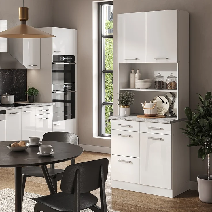 Buffetschrank R-Line Weiß Hochglanz 80 cm , AP Marmor Vicco – Bild 4