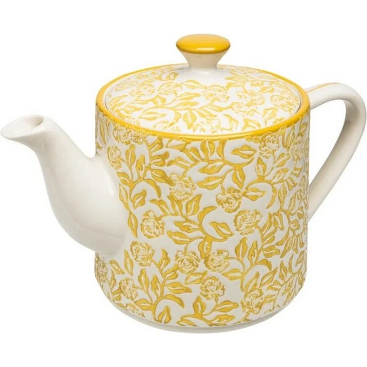 Tranquillo Teekanne aus Steinzeug RUSTIC 800ml Kanne spülmaschinengeeignet handgestempelt, 0.8 l, Filigranes Muster und formschönes Ausguss-Design für Tee & Kaffee – Bild 1