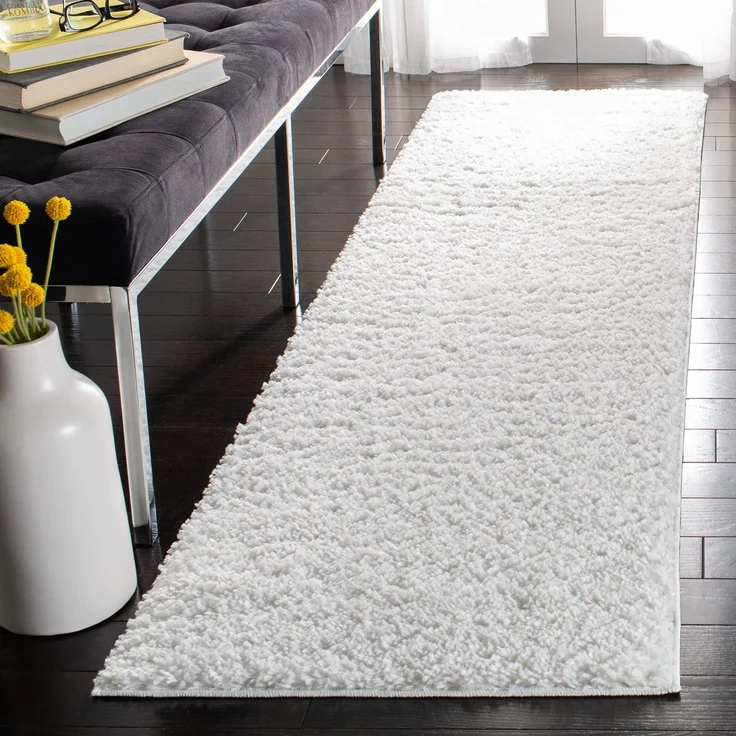 SAFAVIEH Zottelig Teppich für Wohnzimmer, Esszimmer, Schlafzimmer - August Shag Collection, Kurzer Flor, Weiss, 76 X 183 cm