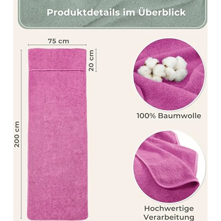 Laynenburg Liegenauflage Frottee Schonbezug aus 100% Baumwolle für Gartenliege, (1 St), Sonnenliege - Liegenbezug mit Umschlag für Standliege in 75x200 cm – Bild 4