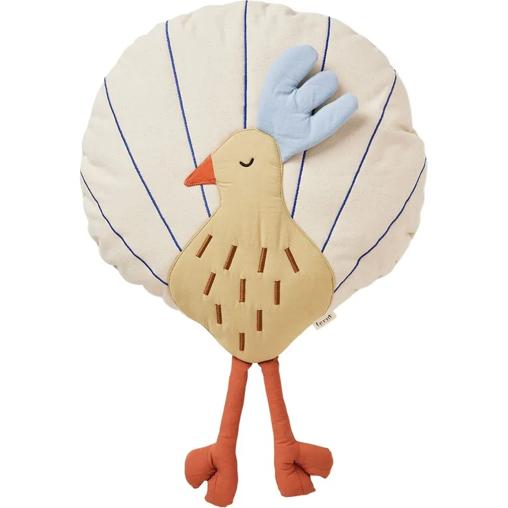 Ferm Living Kissen Pfau - Silver Fern/Undyed Multi
