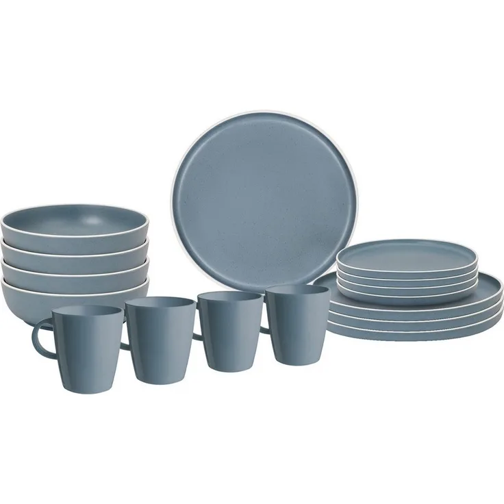 BRUNNER Geschirr-Set Melamin Geschirr Set Lunch Box Dolomit, Melamin, Resylin, Stone Touch Camping Teller 16tlg