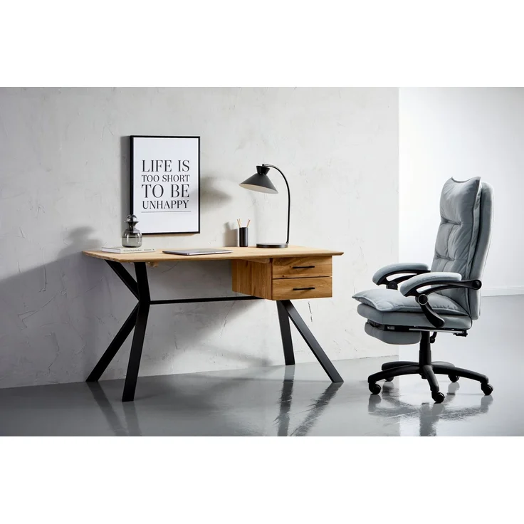 Linea Natura 'WINTERTUR' Schreibtisch, Massivholz Eiche, 140 x 77 x 65 cm, mit 2 Schubladen – Bild 5