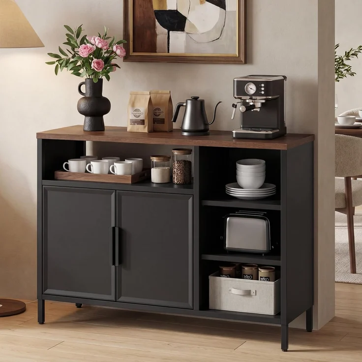 YITAHOME Kommode Sideboard 108cm, Metallschrank Aufbewahrungsschrank