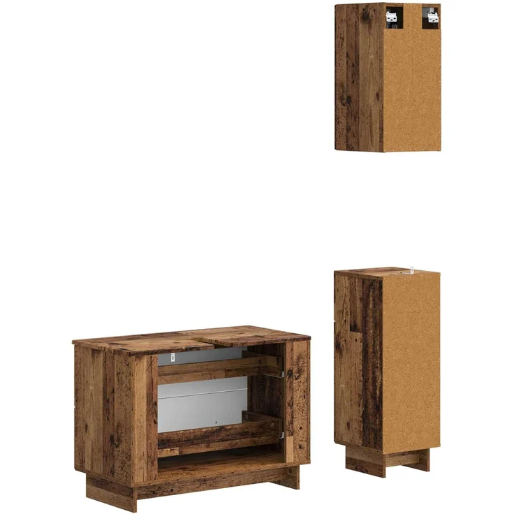 vidaXL 3-teiliges Badezimmer-Schranksystem EDE Altholz Holzwerkstoff 3417745 – Bild 5