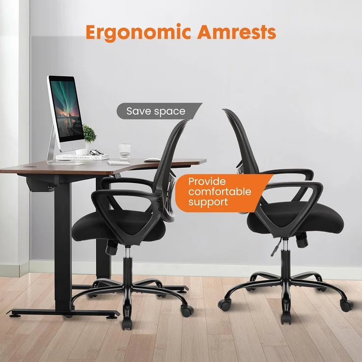 Sweetcrispy Bürostuhl, Computertisch, Managerial Chefsessel, ergonomischer Mid-Back Mesh Rollstuhl mit Rollen, Bequeme Lendenwirbelstütze, Bequeme Armlehnen für Zuhause, Schlafzimmer, Arbeitszimmer – Bild 5
