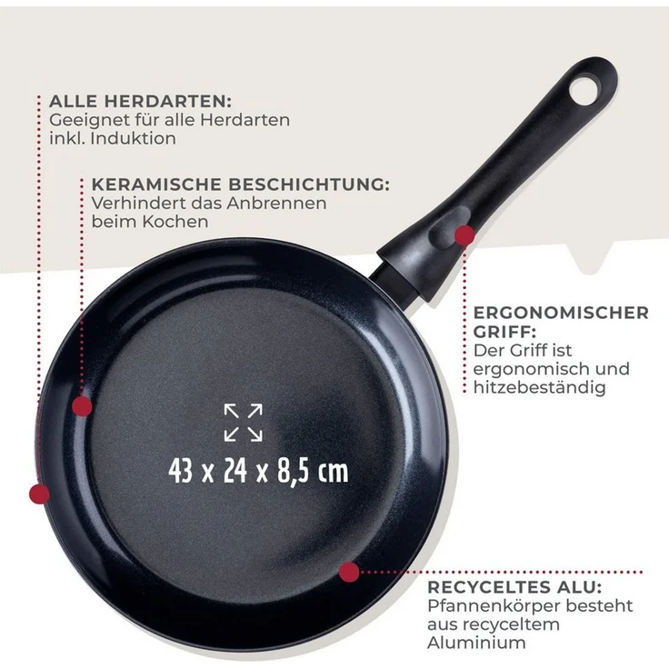 FACKELMANN Bratpfanne Arcadalina 24cm, Keramikbeschichtung antihaft – Bild 2