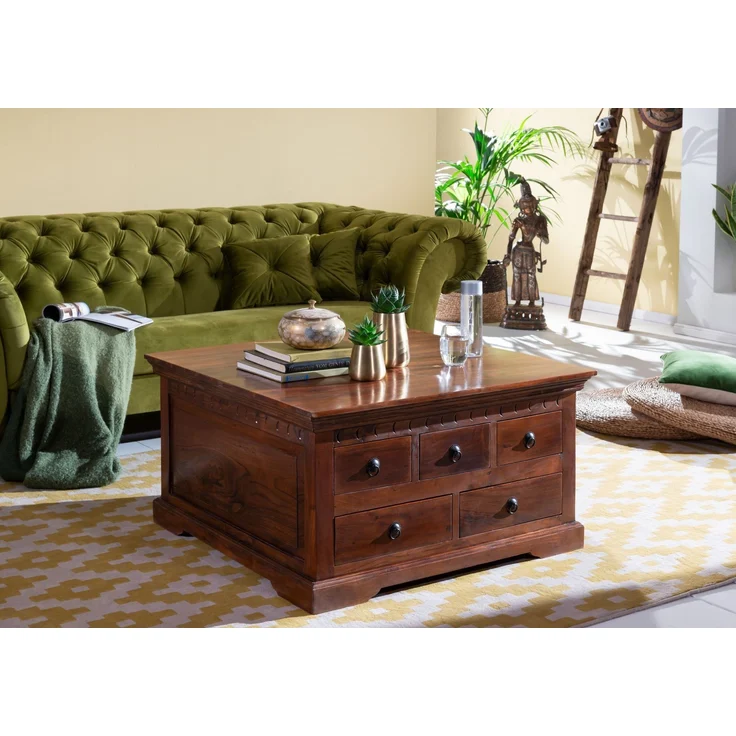 Couchtisch Akazie 90x90x50 nougat lackiert OXFORD #320 – Bild 7