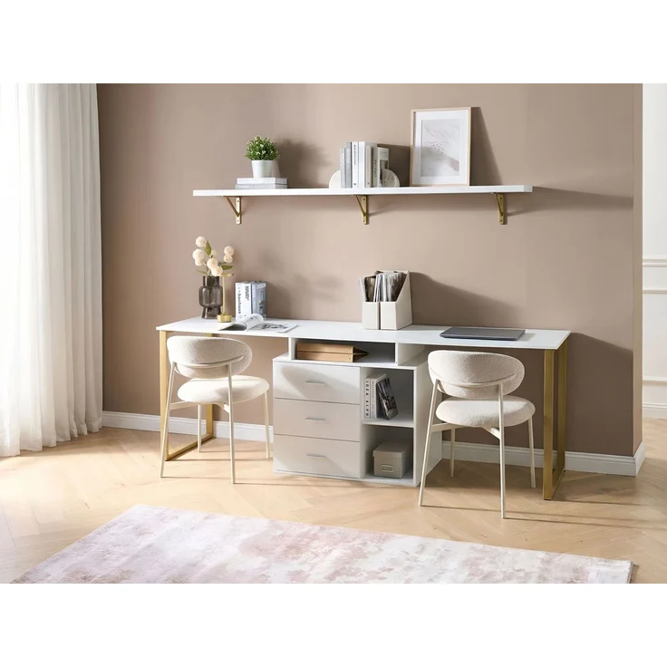 Verstellbarer Schreibtisch ASHMORE Weiß 165 220 cm 55 cm – Bild 3