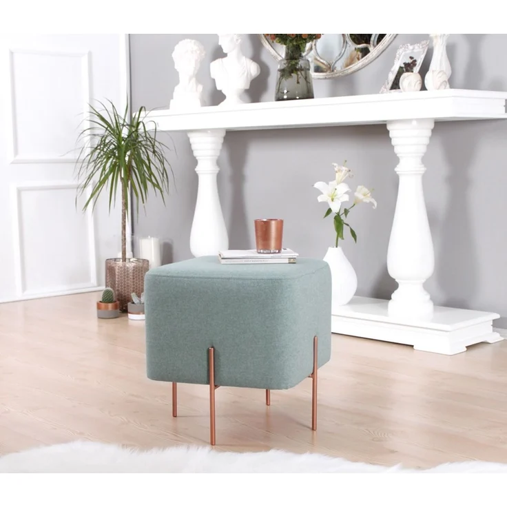 Hanah Home 'Copper 54 - Sea Green' Pouffe, Meeresgrün, 40 x 42 x 40 cm – Bild 3