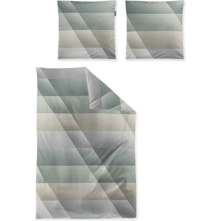 Irisette Mako Satin Bettwäsche Wave 8525-31 Streifen salbei 135x200 – Bild 2