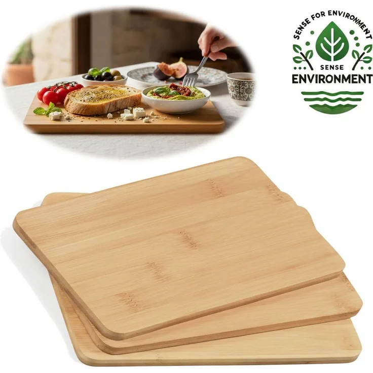 LS-LebenStil Frühstücksbrett 3x Holz Essbrettchen 22x14cm 3 ´er Set Bambus Küchenbrett Holzbrett, Holz, (nachhaltige Frühstücksbrettchen - Eßbrett Wurstbrett Käsebrett Stullenbrett, 3-St, Vesperbrett Brettchen Brotzeitbrett Schneidebrett Brot Obst Steak)