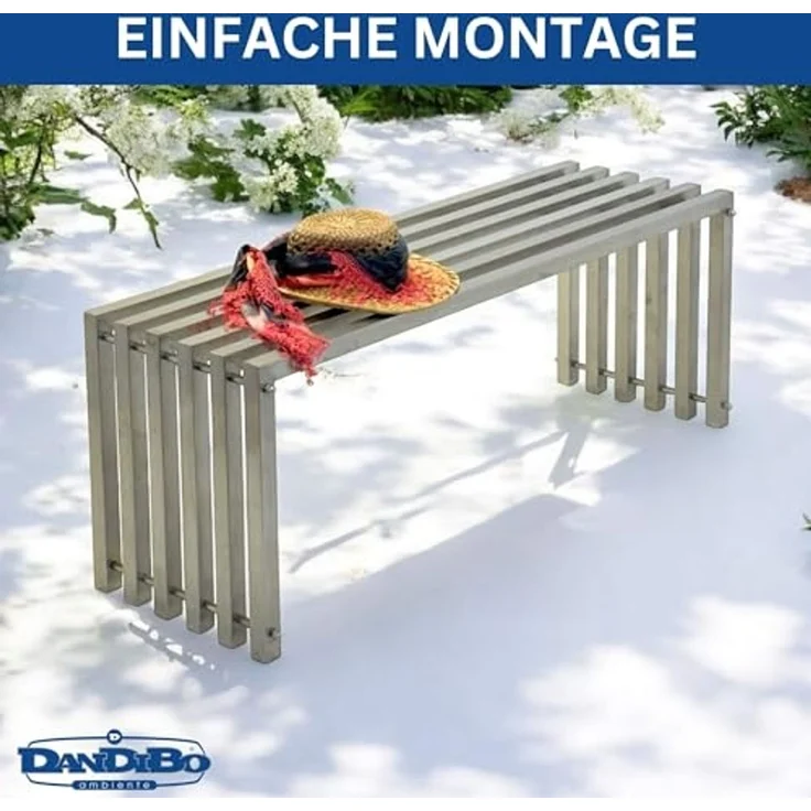 DanDiBo Gartenbank Wetterfest Metall Edelstahl Massiv 115 cm Sitzbank Outdoor Garten 96607 Parkbank Lamellenbank – Bild 5