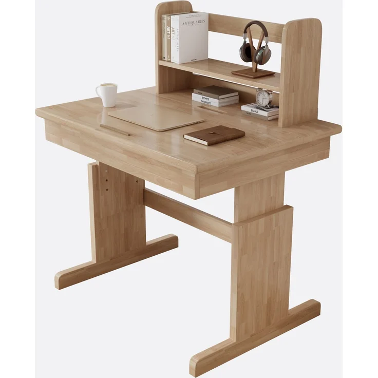 Kinderschreibtisch aus Massivholz, höhenverstellbar & neigbare Tischplatte, 80x80x94 cm, Natur – Bild 5