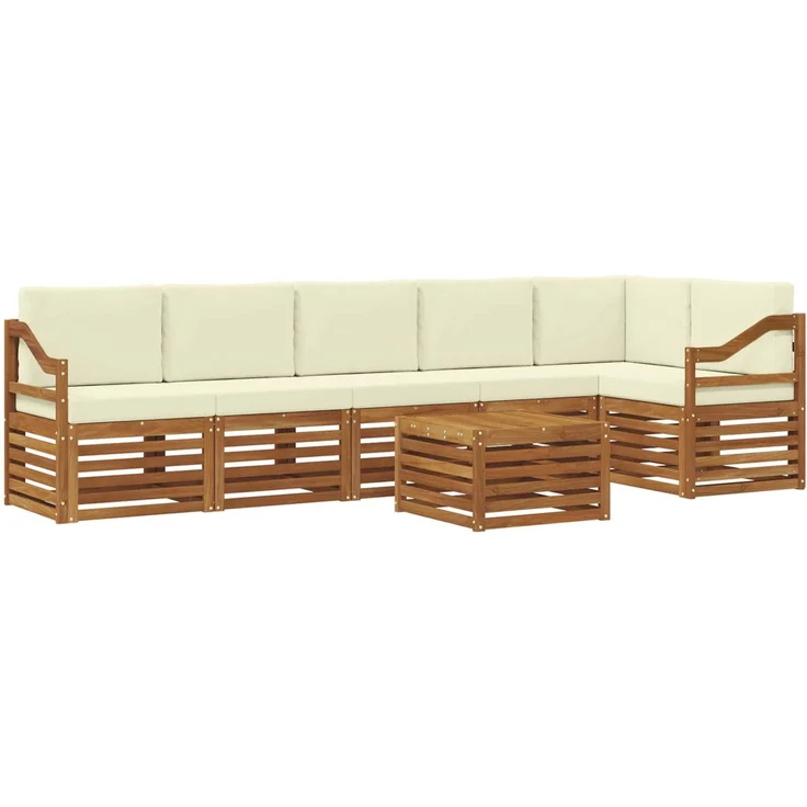 vidaXL Outdoor-Sofagarnitur 7 stk. 6-Sitzer Natur und Creme 3374945 – Bild 2