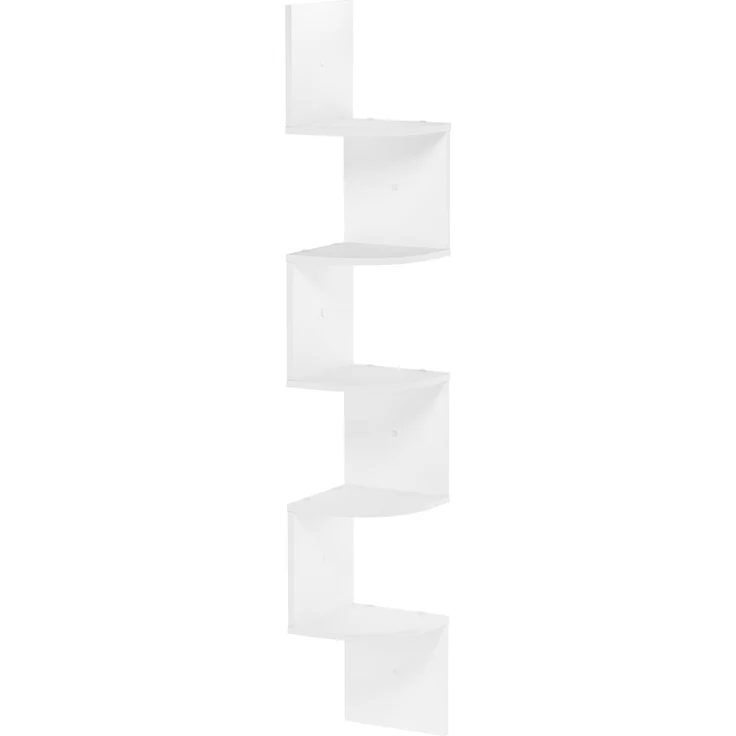 Furinno Rossi 5-stufiges schwebendes Radial-Eckregal zur Wandmontage, Weiß