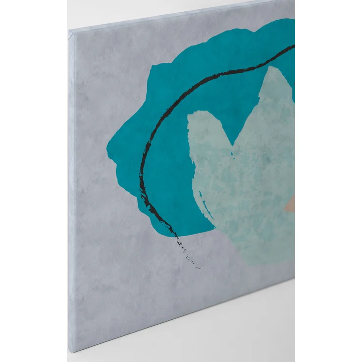 Abstrakte Kunst Leinwandbild Blau Grau Braun 90x60 DD120483 Wandbild Leinwand – Bild 2