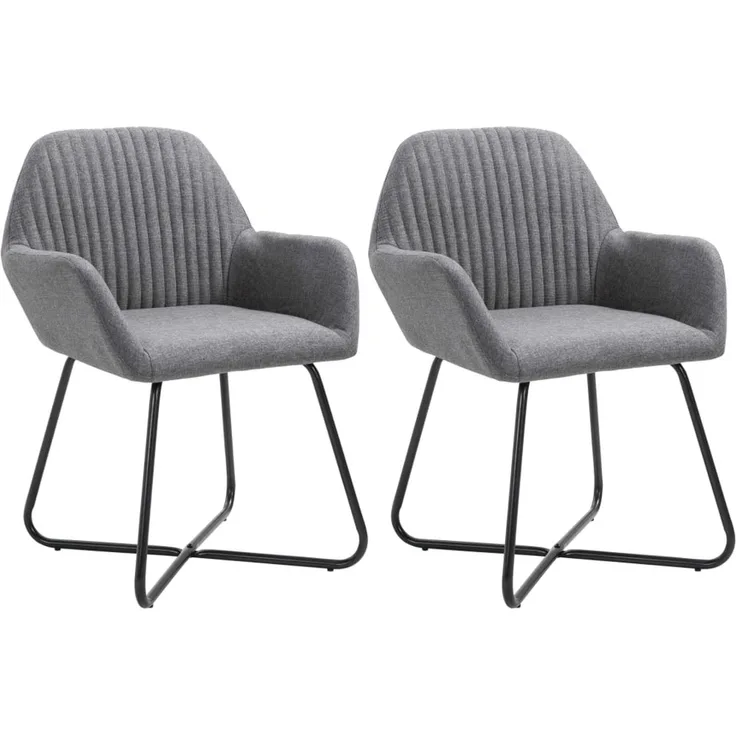 vidaXL Esszimmerstühle 2 Stk. Dunkelgrau Stoff [249808]