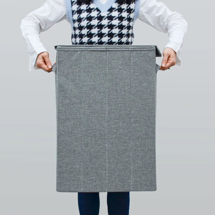 DuneDesign 50L Wäschekorb mit Deckel 20 x 40 x 60 cm Wäschesammler Schmal Grau ohne Druck, 20 x 60 x 40 cm – Bild 6