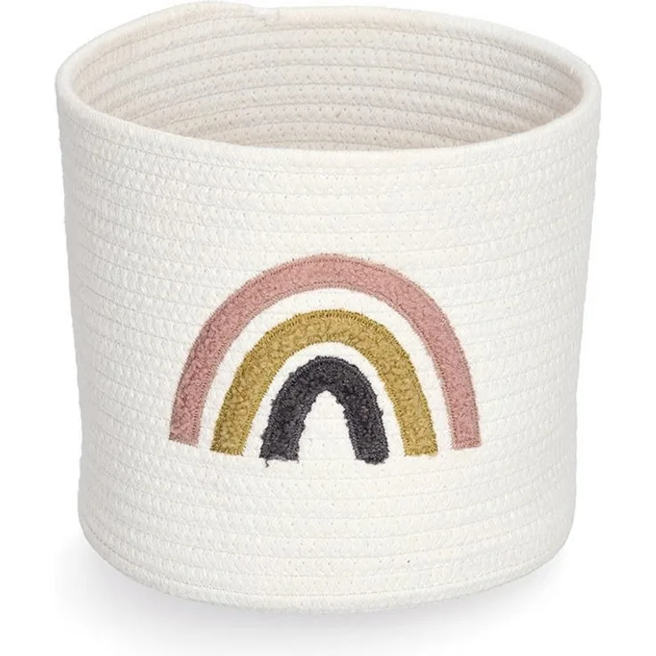 Zeller Aufbewahrungskorb 'Rainbow', Baumwolle/Polyester,, weiß, ca. Ø 25 x 22 cm