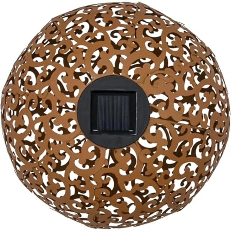 Spetebo Gartenleuchte Solar Dekokugel Metall - Ø 28,5cm, LED fest intregiert, warm weiß, Wegleuchte Solarkugel Sommerdeko – Bild 5