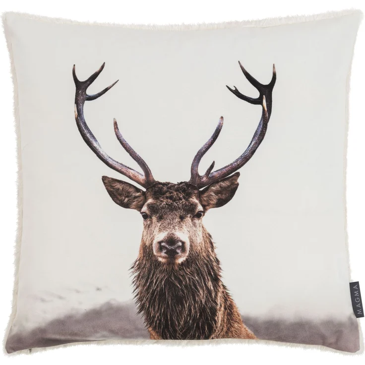 Magma Heimtex Kissenhülle Hirsch ca. 30x50cm Digitaldruck Couple Rückseite flauschig weich, (1 Stück) – Bild 3