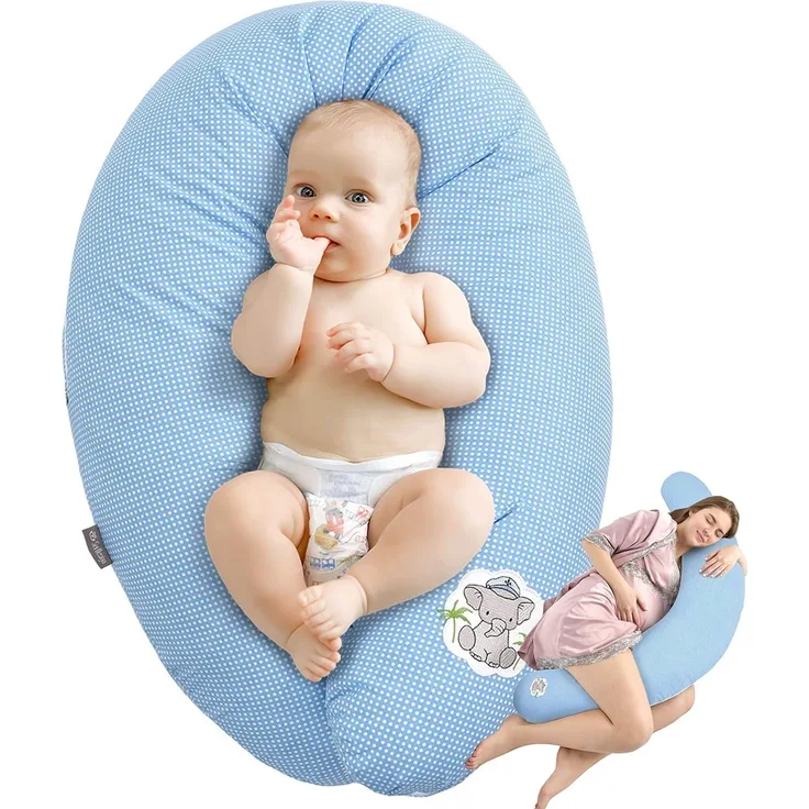 SEI Design Stillkissen Seitenschläferkissen Babynestchen Kuschelnest 170x30 cm, Schwangerschaftskissen mit Bezug, Schwangerschaftskissen mit Bezug, Bezug 100% Baumwolle