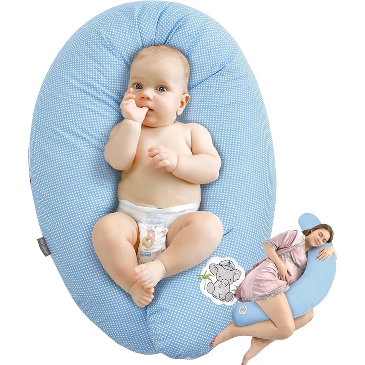 SEI Design Stillkissen Seitenschläferkissen Babynestchen Kuschelnest 170x30 cm, Schwangerschaftskissen mit Bezug, Schwangerschaftskissen mit Bezug, Bezug 100% Baumwolle