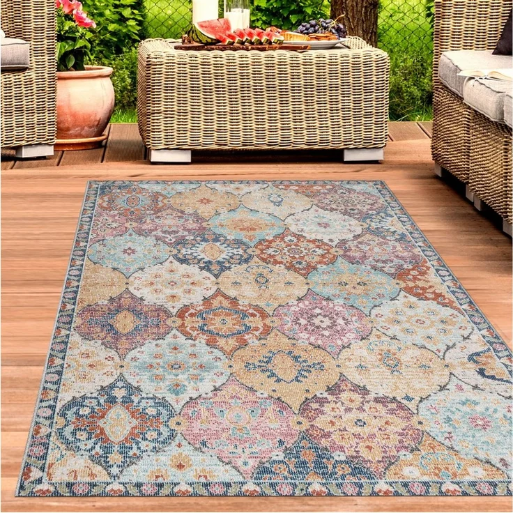 Carpetia Outdoorteppich In- und Outdoor, rechteckig, Höhe: 5 mm, mit orientalischem Vintage-Ornamentmuster – Bild 5
