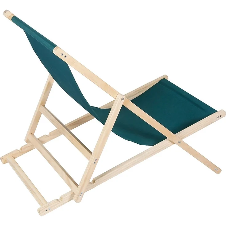 Sonnenliege Grün Strandmöbel Campingstuhl Holz klappbar Faltsitz Balkonsessel – Bild 3