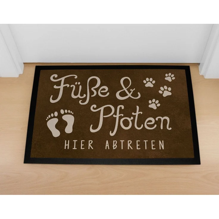 MoonWorks Fußmatte Fußmatte Füße und Pfoten hier abtreten Spruch lustig Hund Katze, rechteckig – Bild 1