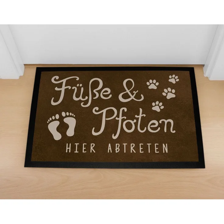 MoonWorks Fußmatte Fußmatte Füße und Pfoten hier abtreten Spruch lustig Hund Katze, rechteckig