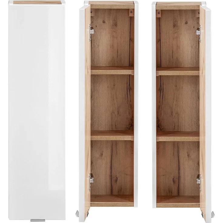Badezimmer Hängeschrank TOSKANA-56 in Weiß-Hochglanz B/H/T ca. 20/75/16cm – Bild 1