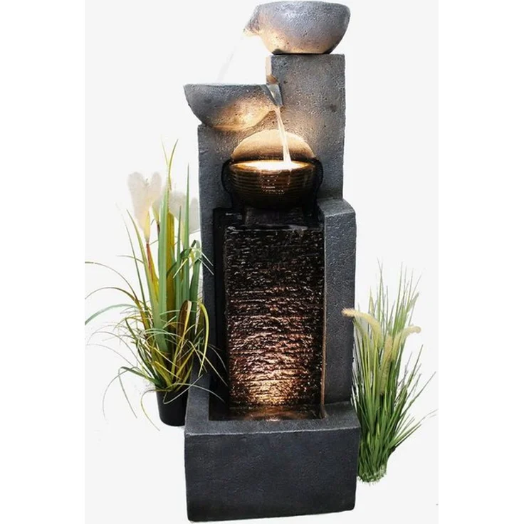 Arnusa Gartenbrunnen Großer Springbrunnen mit Beleuchtung Kaskade Wasserfall Krüge, 109cm Höhe – Bild 4